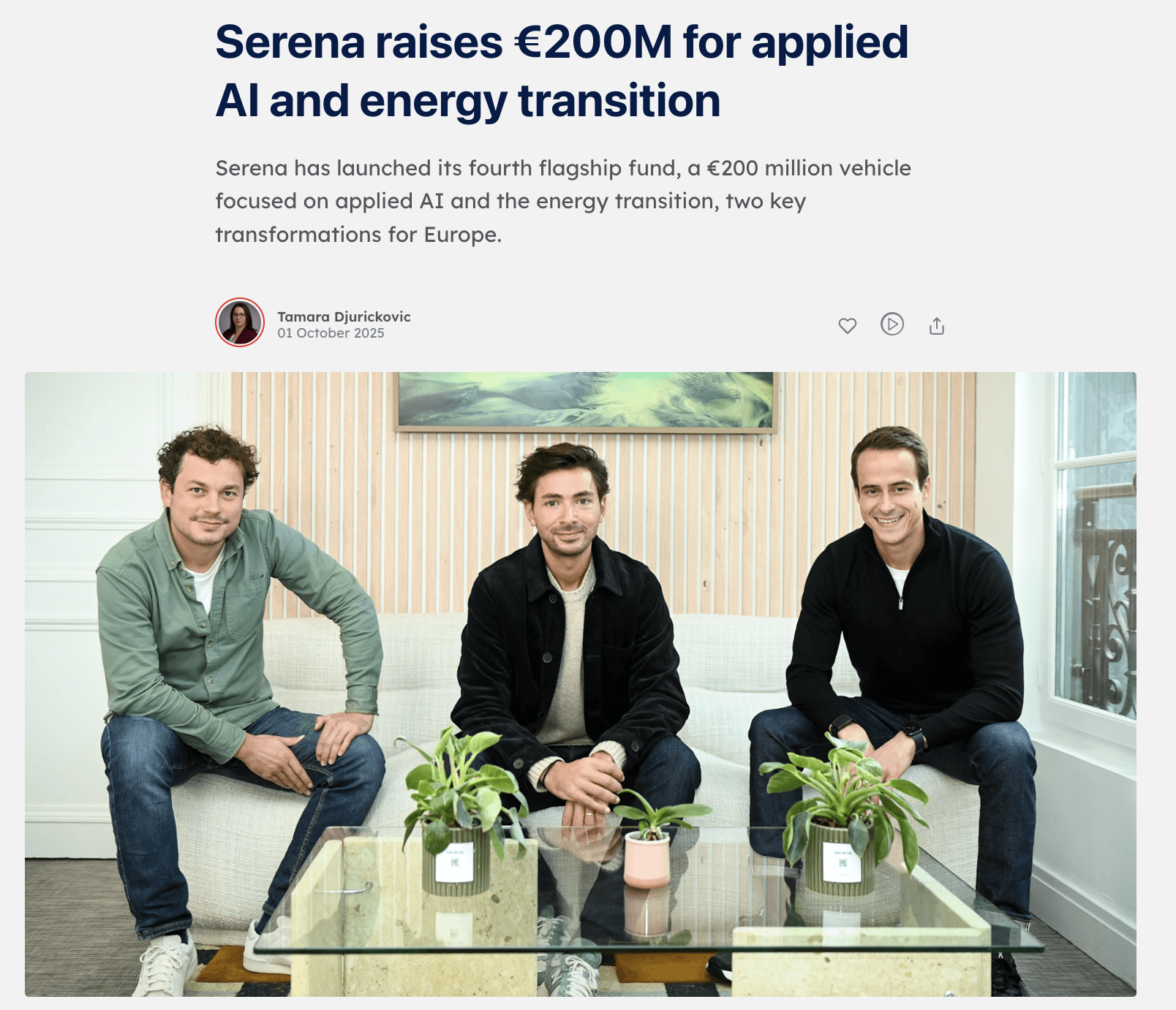 Serena raises €200M for applied AI and energy transition